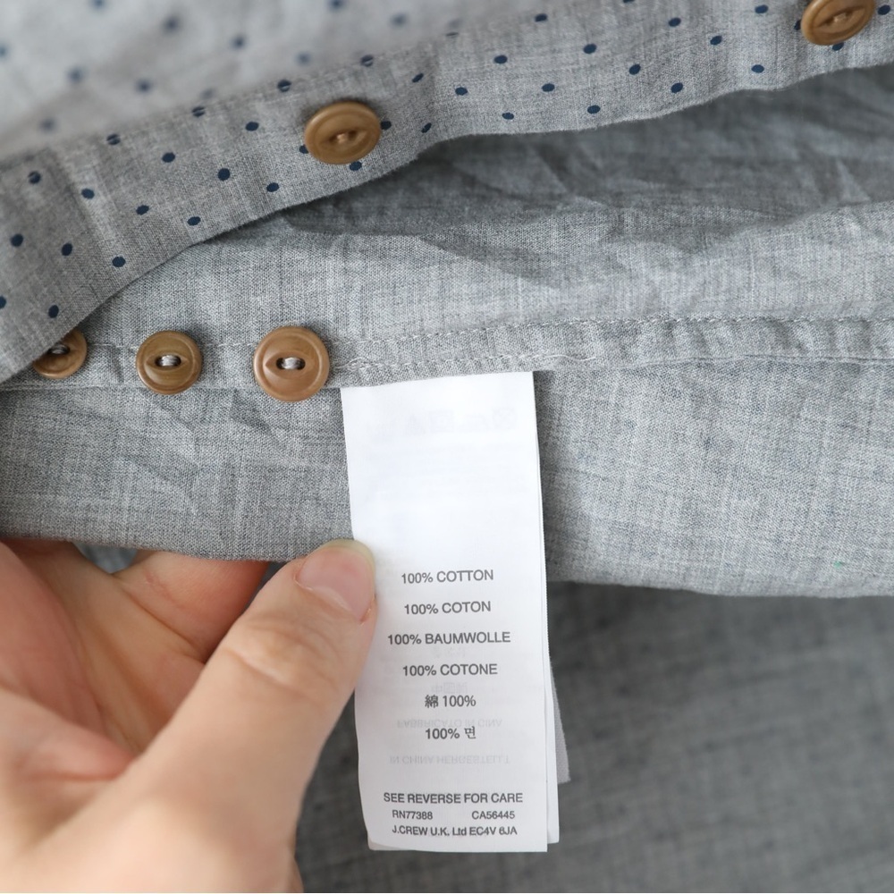 J Crew women's Perfect shirt grey micro polka dot print cotton business office - Picture 3 of 6